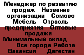 Менеджер по развитию продаж › Название организации ­ Сомово-Мебель › Отрасль предприятия ­ Оптовые продажи › Минимальный оклад ­ 25 000 - Все города Работа » Вакансии   . Дагестан респ.,Дагестанские Огни г.